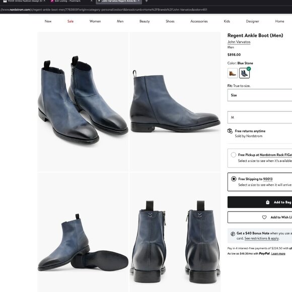 John Varvatos Blue Stone Regent Boots 11 - Picture 4 of 16